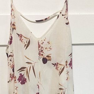 Lush Mini White Floral V Neck Cute Strappy Sun Dress Small